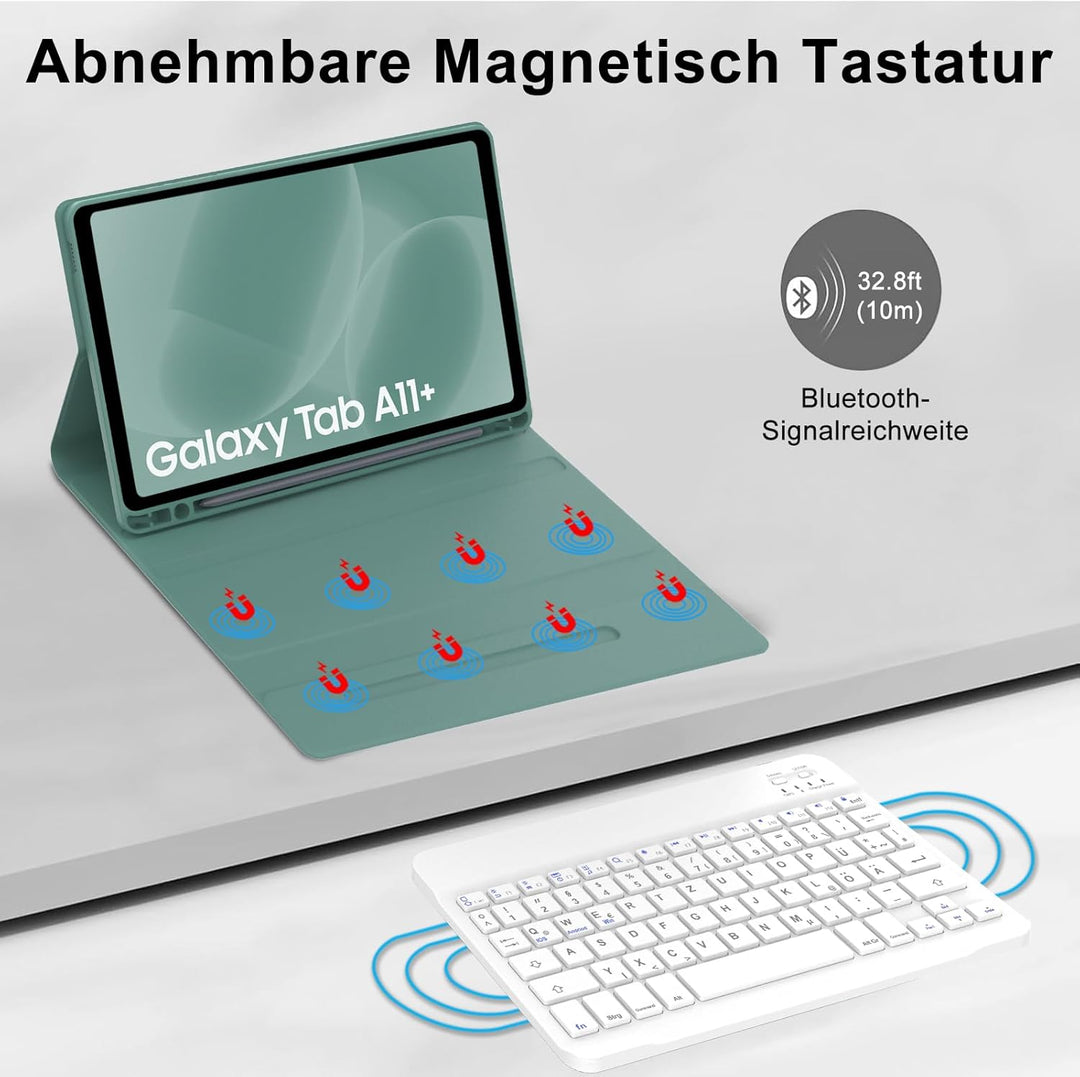 Tastatur Hülle für Samsung Galaxy Tab A11+ Plus/A9+ Plus 11 Zoll 2025/2023 Tablet mit Magnetisch Abn