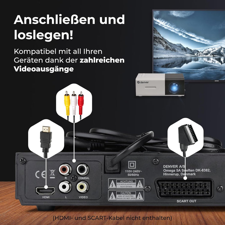 Denver DVH7787 DVD Player HDMI Für Fernseher, Mini, Alle Regionen Frei, 1080P Upscaling, Dolby Digit