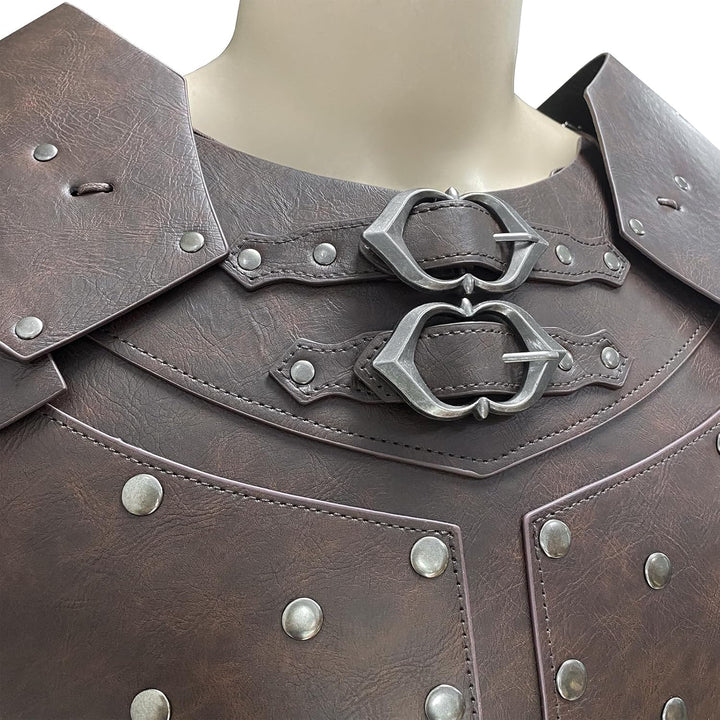 HiiFeuer Mittelalterliche Kunstleder-Brustpanzerung, Vintage Pauldron Schulter Rüstung Einstellbare