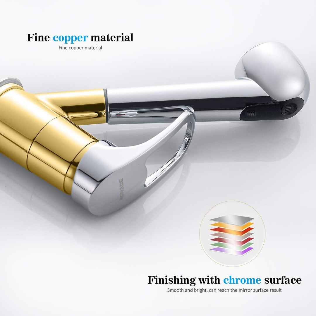 BONADE Küchenarmatur mit Ausziehbare Brause, Wasserhahn Einhebelmischer mit 360° Drehbar, Hochdruck