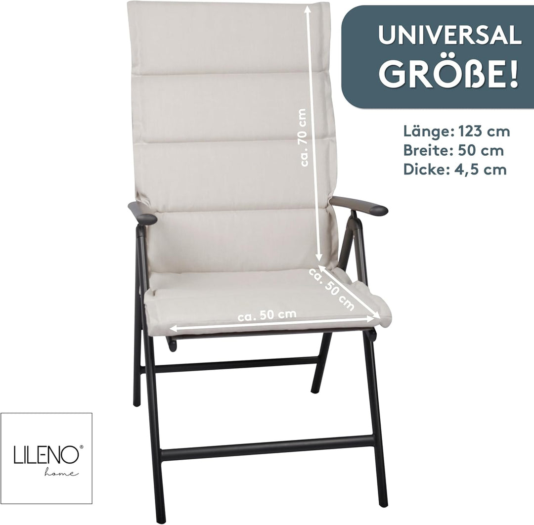 LILENO HOME Gartenstuhl Auflagen als [2er Set - Hochlehner] in Natur - Bequeme Liegen als Sitzauflag