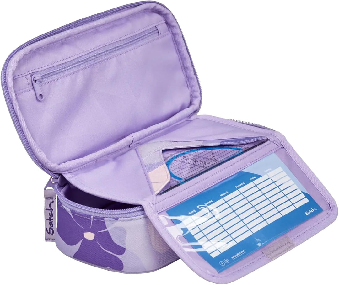 Satch Schlamperbox extra gross inkl. Trennfach Reissverschlussfach Stiftehalter Geodreieck Sichtfens