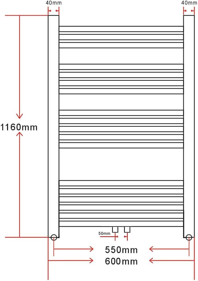 Badheizung Handtuchheizung Badheizkörper Kurve 600 x 1160 mm, 600 x 1160 mm