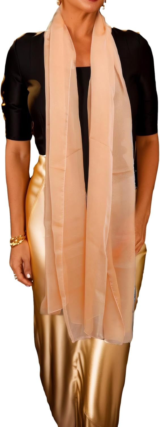Damen Unifarbe Seidentaft 100% Chiffon Seide festlich Stola Schultertuch Schal für Abendkleider 200