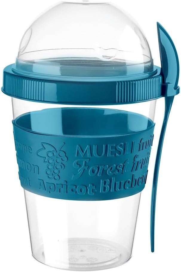 Generisch Müsli to Go Becher 4er Set – BPA-frei – Müslibecher mit Deckel & Löffel – Joghurtbecher, O