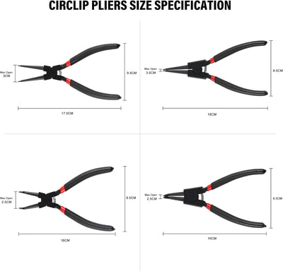 DOCAS 4 Stück Sprengringzangen Set,175mm interne/externe Sicherungsringzange Sprengringzange für Rin