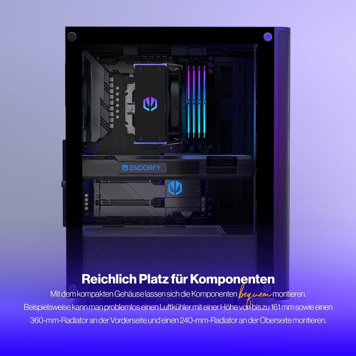 ENDORFY Ventum 200 Air, ATX Gehäuse, 4x 120mm Lüfter enthalten, Seite aus gehärtetem Glas, Frontblen