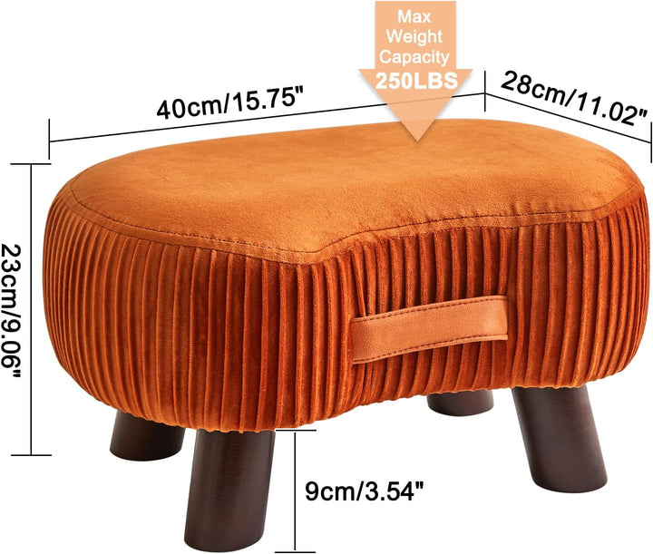 YMYNY Fusshocker, Sitzbank mit Griff, Gebogener Tritthocker mit weichem Sitzkissen, Gepolsterter Hoc