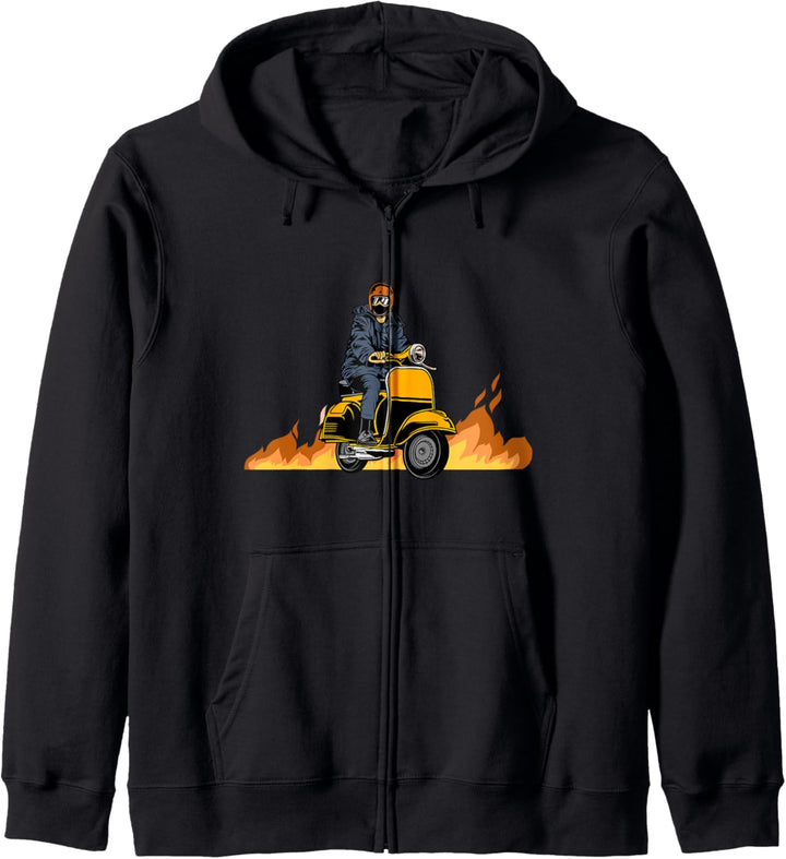 Motorroller Mofa Moped Scooter Rollerfahrer - Flammen Roller Kapuzenjacke