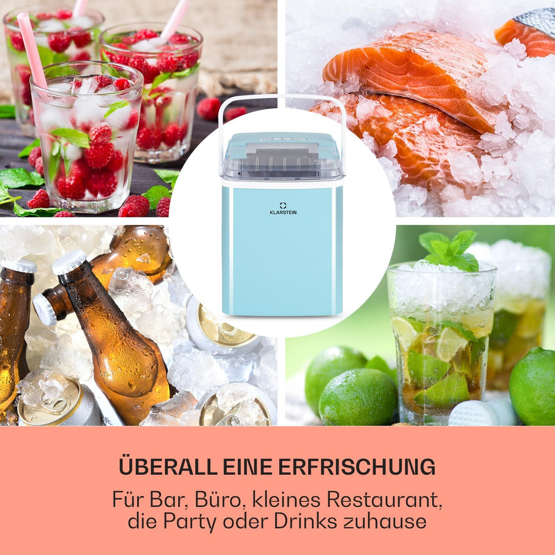 Klarstein Arctic Porter Ice Cube Maker, 12kg/24h, 2 Sizes, Production Time: 8 Minutes, Ice Cubes Per