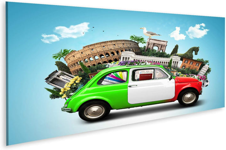 Bild Bilder auf Leinwand Italien Attraktionen Italien und Retro italienisches Auto Wandbild Poster L
