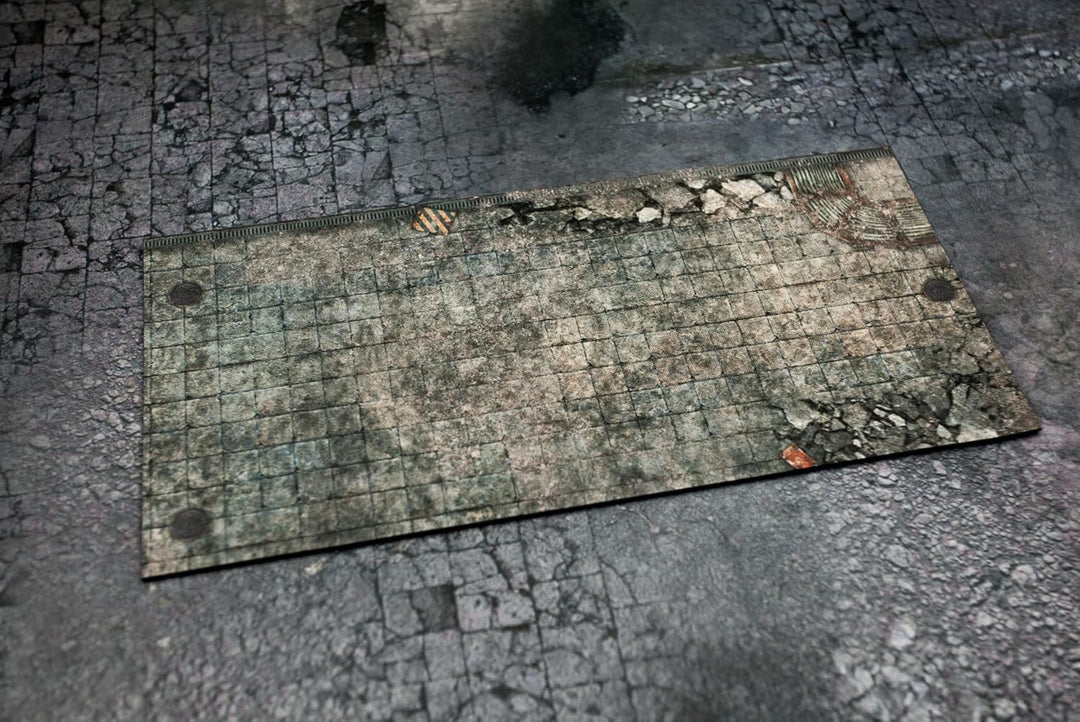 Gummizonen kompatibel mit Warhammer 40 30,5 x 15 cm - 5 Stück, Zerstörter Platz, Zerstörter Pla