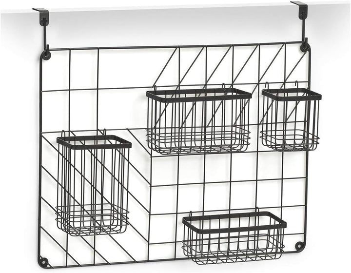 Zeller 27407 Wand-Organizer Set, 5-tlg., Metall, schwarz, ca. 46 x 12 x 60,3 cm