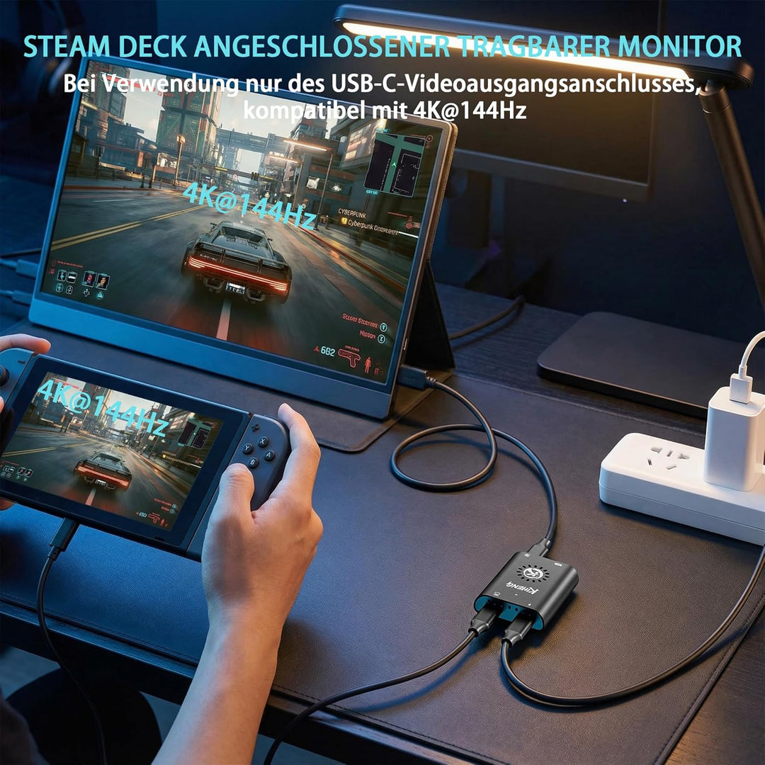 USB-C-auf-HDMI-und USB-C-Dual-Display-Adapter,Stromversorgung auf AR-Brille und HDMI/Type-C-Monitore