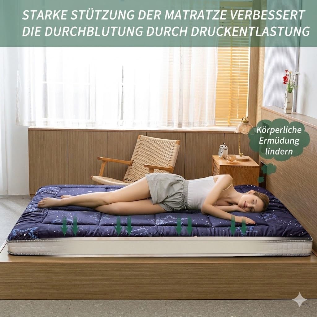 MAXYOYO Futon Matratze, Gepolsterte Japanische Bodenmatratze Gesteppte Bett Matratzenauflage, Extra