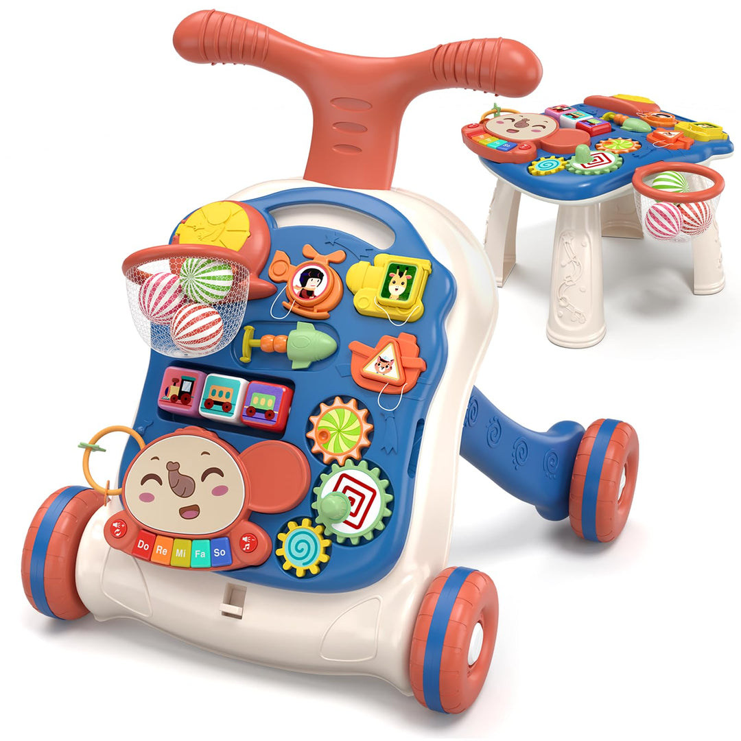 QDRAGON 3 in 1 Lauflernwagen, Baby Lauflernhilfe Mit Regulierbarer Geschwindigkeit, Baby Spiel Gehhi