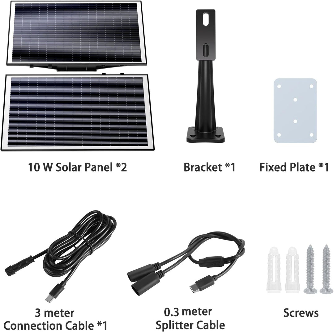 Xega 20W Solarpanel für Akku Überwachungskamera Aussen, Type-C Schnittstelle, für Solar IP Kamera, (