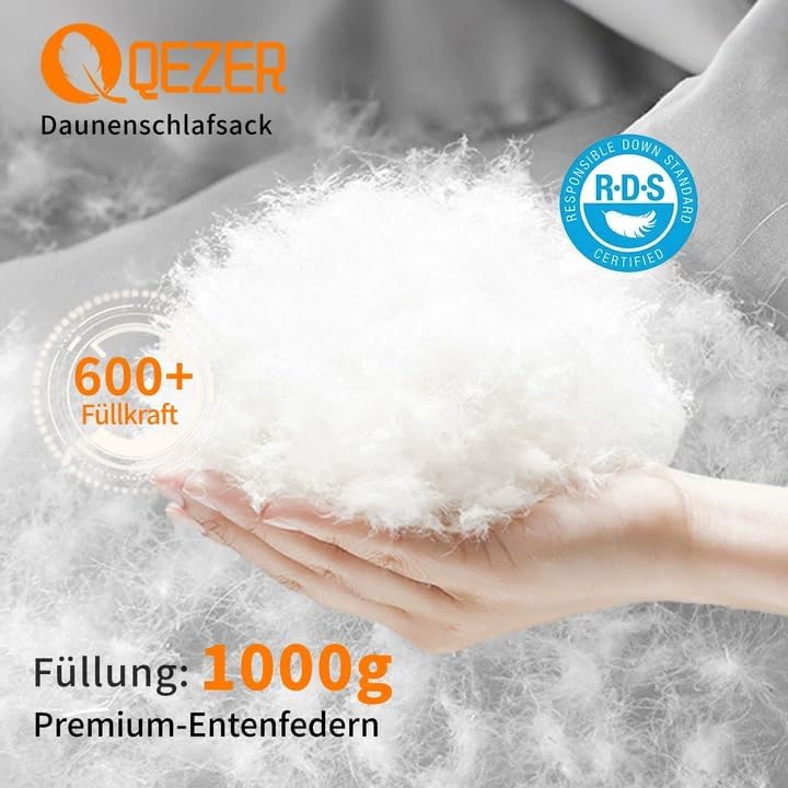 Daunenschlafsack,schlafsack kleines packmass , 600FP+ Premium-Daunen, 12°C bis -24°C, leicht und war