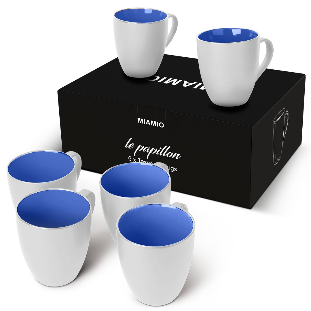 MIAMIO - 6 x 350 ml Kaffeetassen/Kaffeebecher Set - Tassen Set 6er Modern - Le Papillon Kollektion (