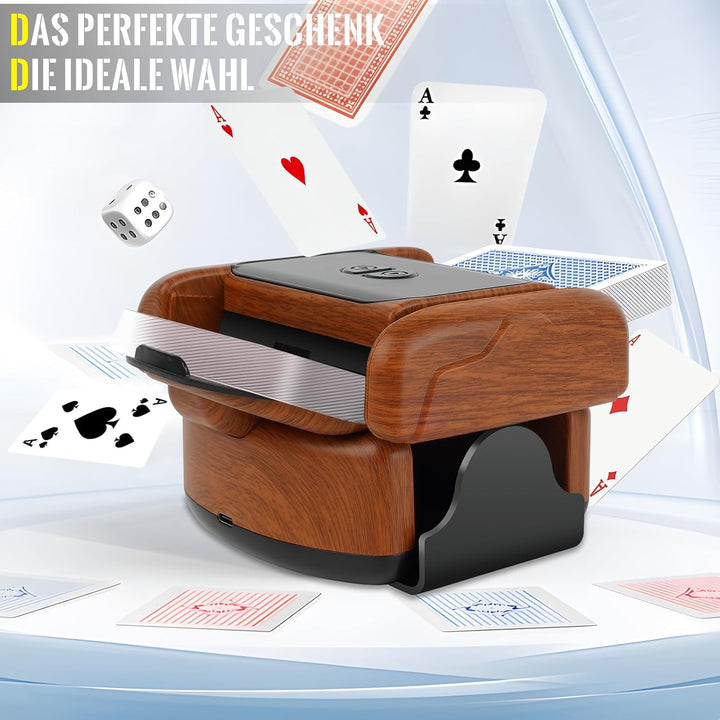Kartenmischmaschine Elektrische, Geräuscharmer Kartenmischer für 2 Kartensätze, Wiederaufladbare Mis