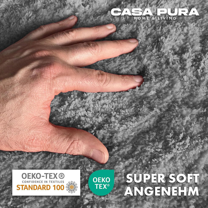 casa pura Badematte weicher, Flauschiger Badezimmerteppich in Shaggy Optik, Badvorleger rutschfest w