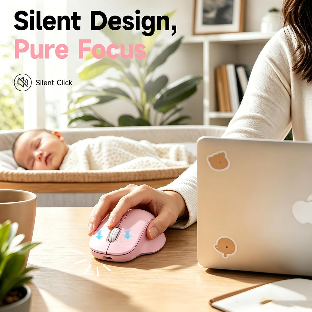 qaf Kabellose Dual-Mode Maus, Bluetooth &amp; 2,4 GHz Funkmaus, wiederaufladbare USB-C Wireless Maus mit
