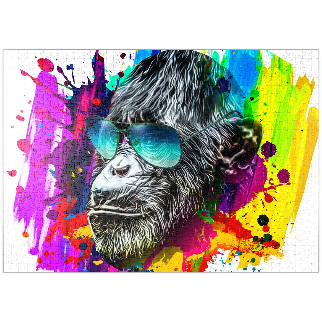Farbiger künstlerischer AFFE mit Sonnenbrille - Premium 1000 Teile Puzzle - MyPuzzle Sonderkollektio