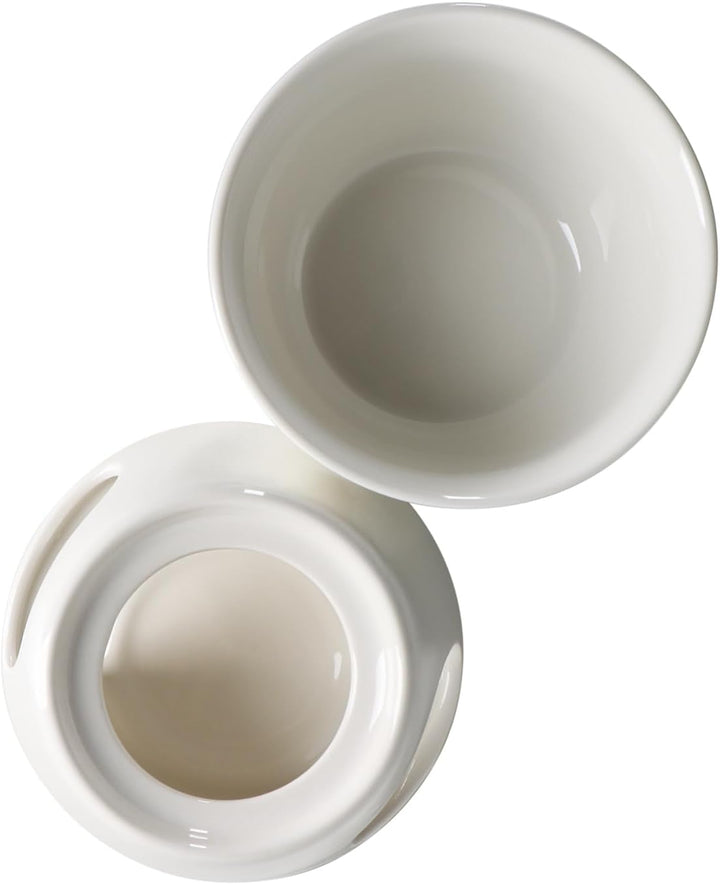 com-four® Schokoladenfondue-Set mit Schriftzug - Schmelztopf für Schokolade und Käse - Keramikschale