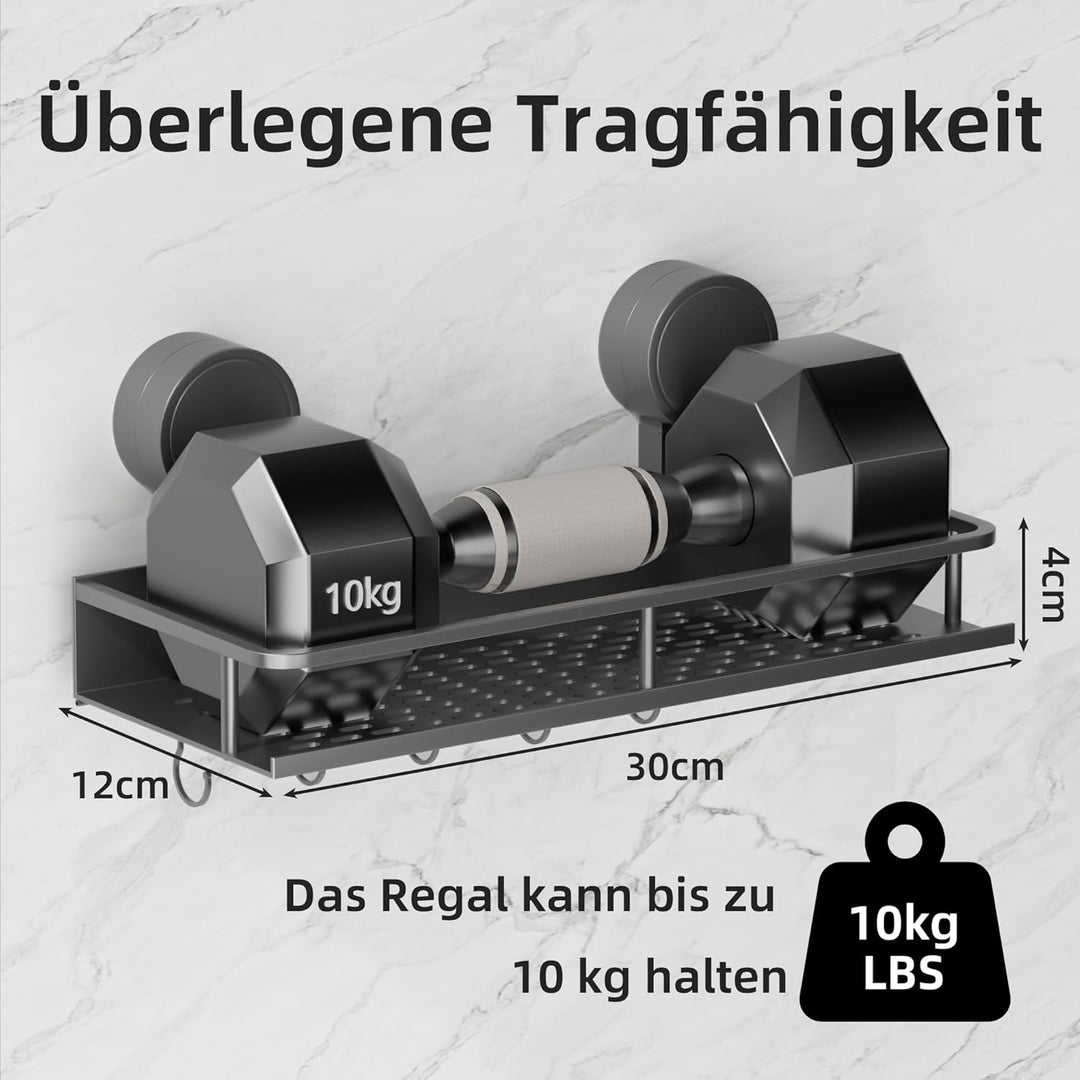 Saugnapf Ohne Bohren Duschablage,10kg Tragfähigkeit Badregal für Shampoo Conditioner,Abnehmbare und