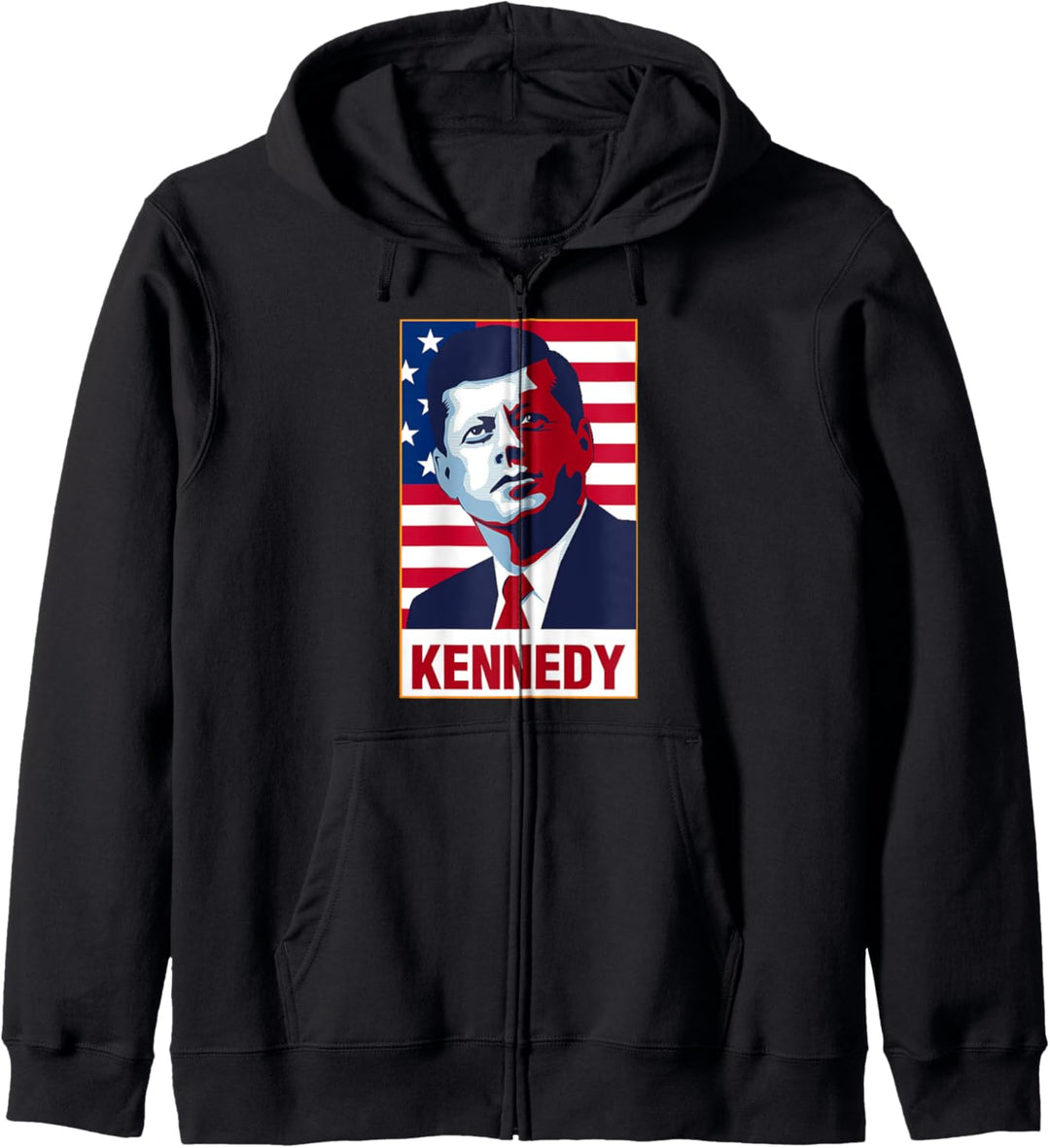 John F. Kennedy Portrait Amerikanische Flagge Kapuzenjacke