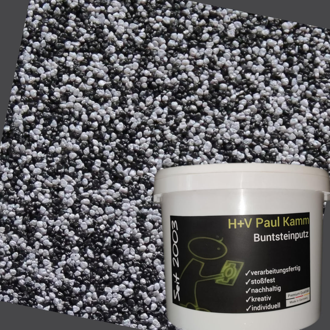 20kg Buntsteinputz Mosaikputz 1-2mm SOP23 Schwarz/Grau Wandputz - Hergestellt in Bayern