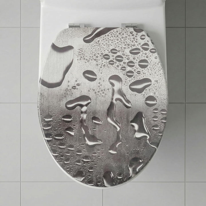 SINOBATH WC-Sitz Toilettensitz mit Absenkautomatik, MDF Holzkern, Softclose Scharnier,Waterdrops H03