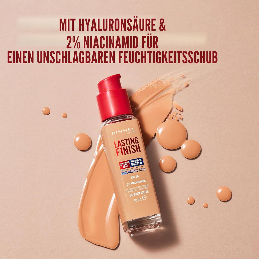 Rimmel London Lasting Finish 35 Hour 001 Pearl Foundation, langanhaltend, feuchtigkeitsspendend, veg