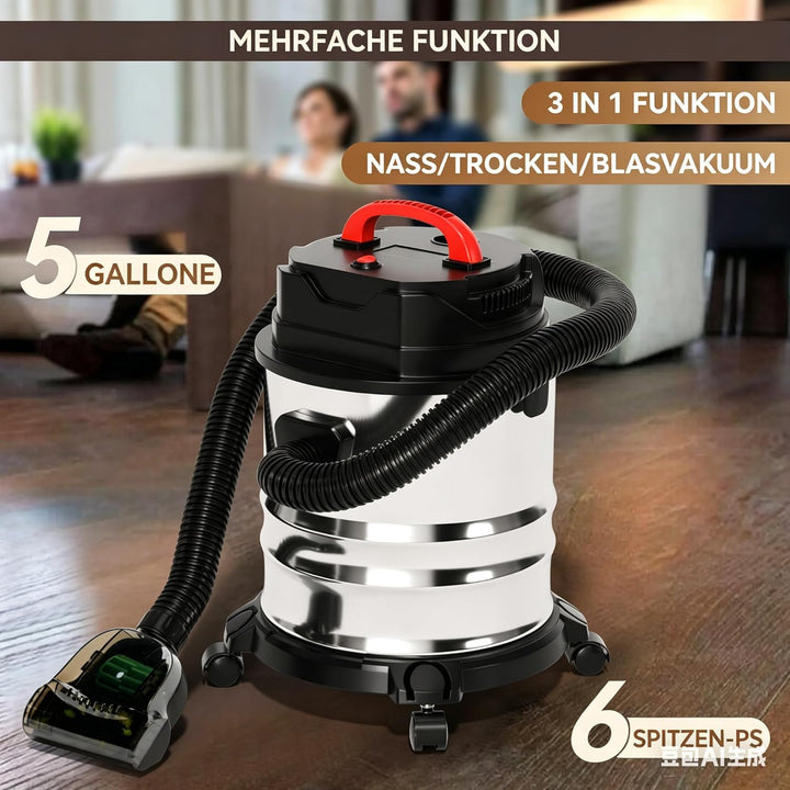 Nass- und Trockensauger 1800W, 18L Edelstahl Behälter, Allzweck Staubsauger für Teppich &amp; Glatte Böd
