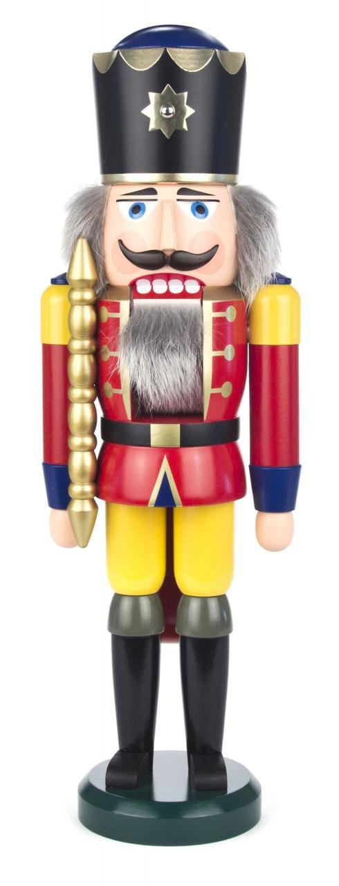 Seiffener Volkskunst | Nussknacker aus dem Erzgebirge | König mit Zepter 39 cm | Nussknackerfigur De