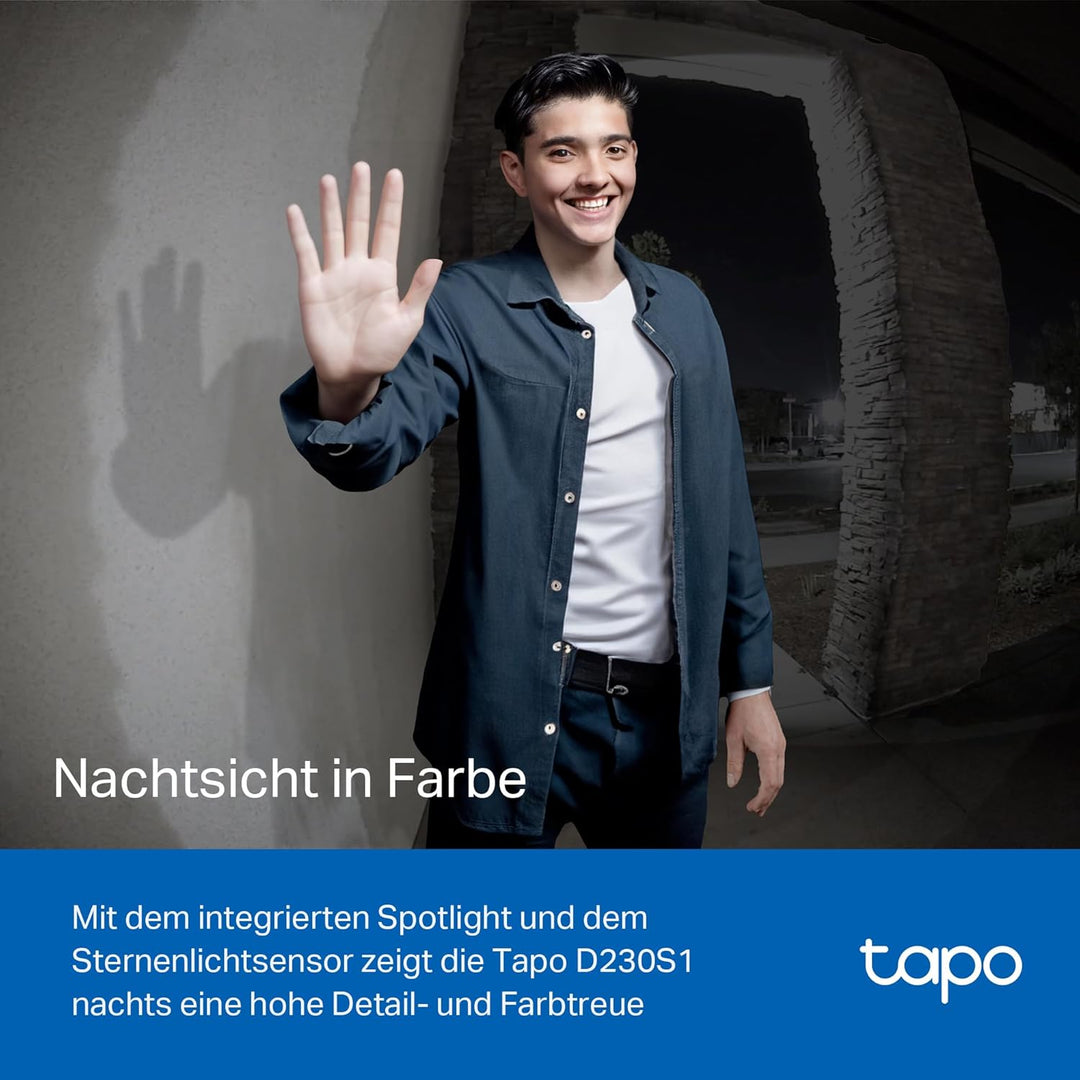 Tapo D230S1 Video-Türklingel Akku (Video Doorbell) | Türklingel mit Kamera, 2K 5MP, Farbe Nachtsicht