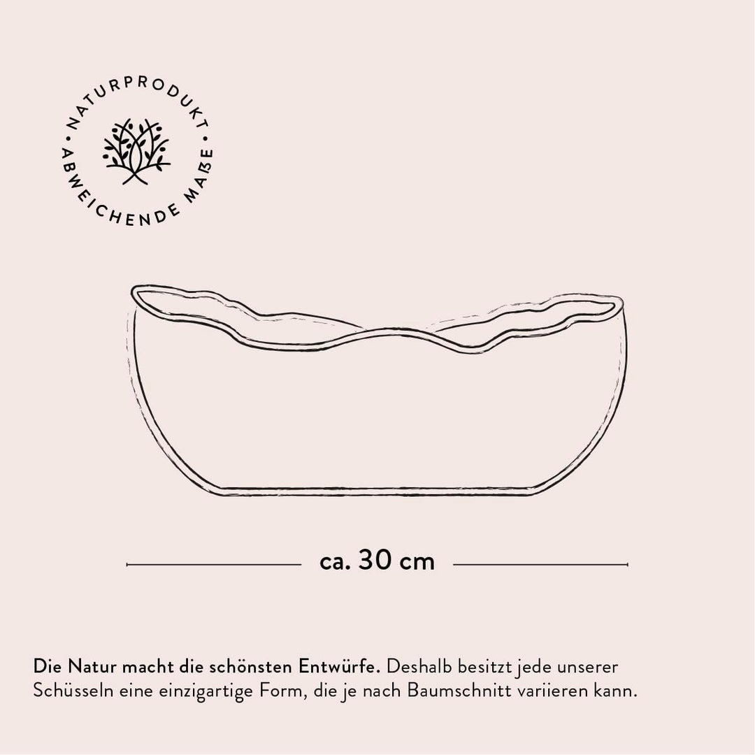 das Olivenholzbrett® Olivenholz Obstschale Brotschale, Form - länglich, oval - im Naturschnitt mit n