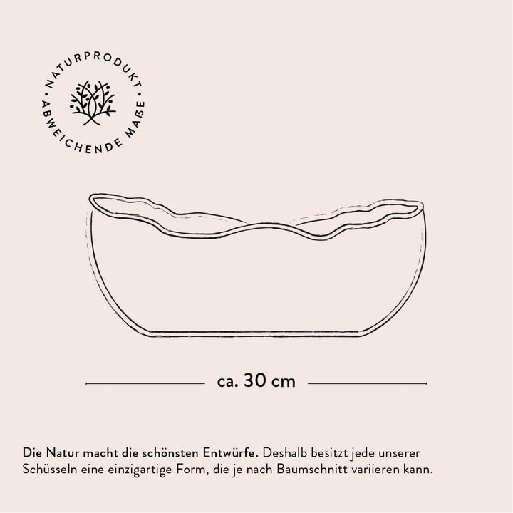 das Olivenholzbrett® Olivenholz Obstschale Brotschale, Form - länglich, oval - im Naturschnitt mit n