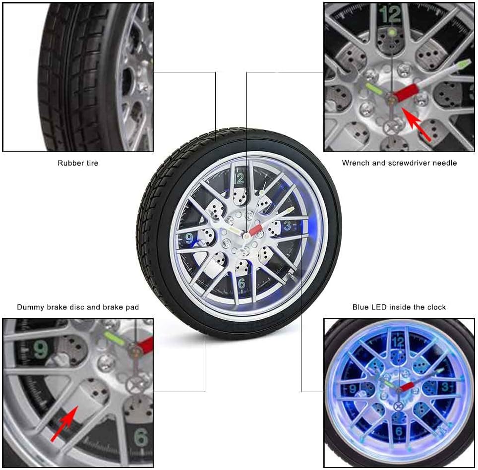 Out of the Blue 79/3020 Tyre with 16 LEDs Wall Clock 35 cm