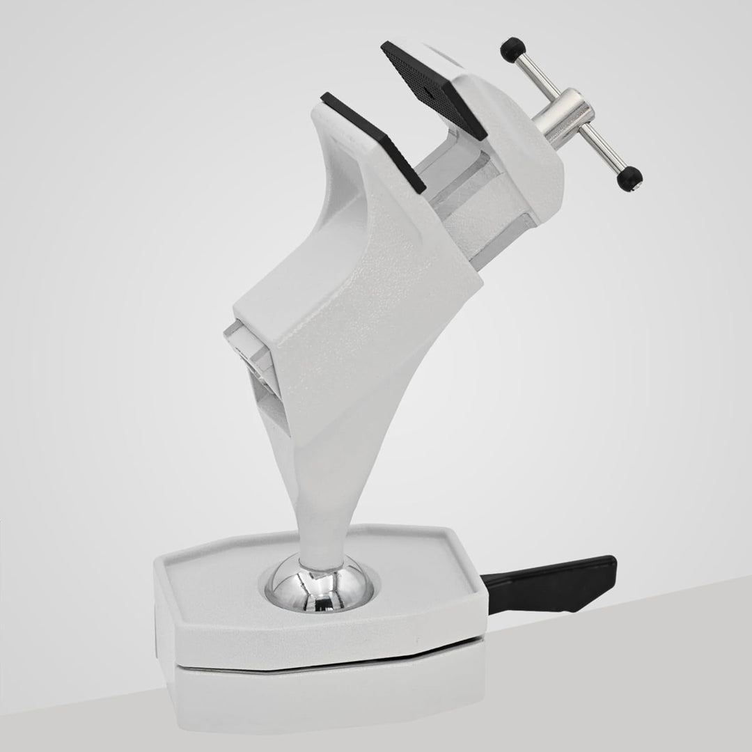 BERNSTEIN Spannfix Kugelgelenk-Schraubstock Drehbar 360° + 45° Neigbar | Weiss | Zum Anklemmen an di