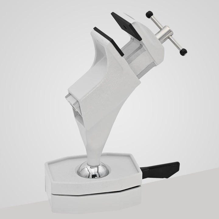 BERNSTEIN Spannfix Kugelgelenk-Schraubstock Drehbar 360° + 45° Neigbar | Weiss | Zum Anklemmen an di