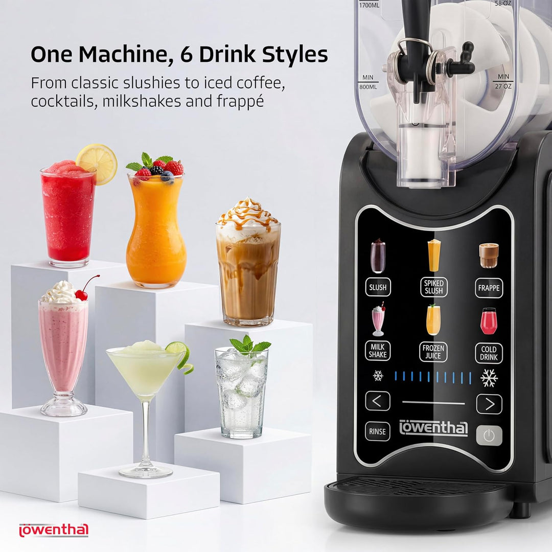 Silvergear® Slush Maschine 2,6 L ohne Eiswürfel | 46×16×41 cm | Schwarz | 6 Programme für Slush Eis,