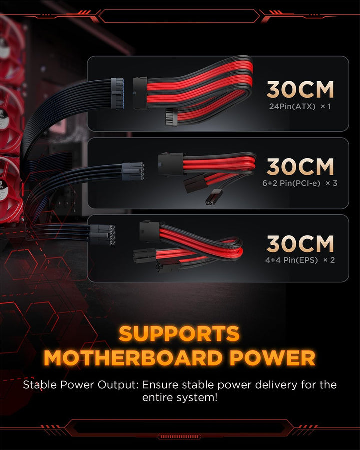 AsiaHorse Aktualisierung 16AWG Sleeved Cable Kit für PC/GPU/CPU, PSU Kabelverlängerung, PC Netzteil