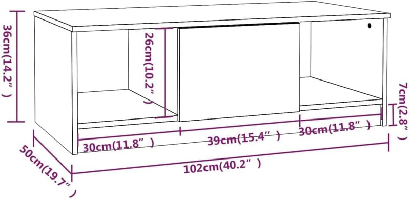 FIRBNUS 102x50x36 cm Couch Tisch Couchtisch Wohnzimmertisch Beistelltisch Kaffeetisch Stilvollen Tis