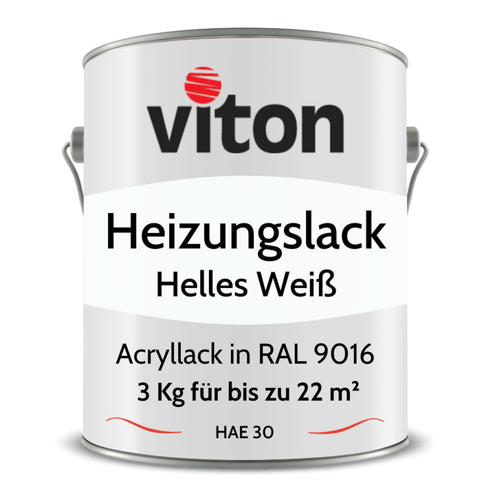 Viton Acryllack für Heizkörper - 3 Kg - Seidenmatt Weiss - UV- & Hitzebeständig - Heizkörperfarbe, H