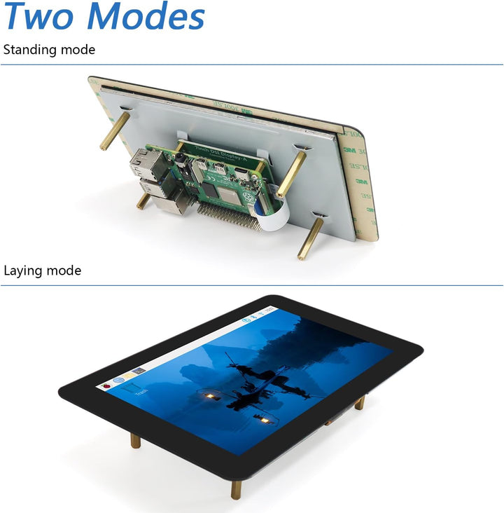 FREENOVE 7 Inch Touch Display for Raspberry Pi 5 4 B 3 B+ A+, 800x480 Pixel IPS Monitor, 5-Point Cap