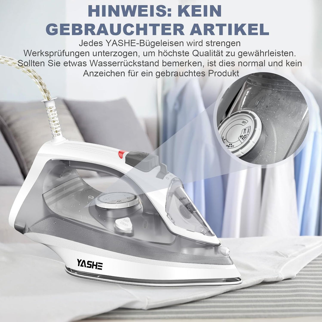 2300W Dampfbügeleisen mit Schnell Aufheizender Antihaft Bügelsohle, 300ml Wassertank, Konstante Damp