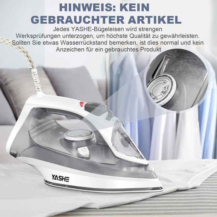 2300W Dampfbügeleisen mit Schnell Aufheizender Antihaft Bügelsohle, 300ml Wassertank, Konstante Damp