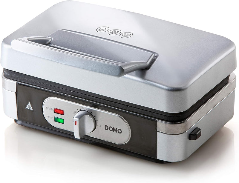 Domo DO9136C Sandwichtoaster 3-in-1, 1 Liter, Silber, Schwarz