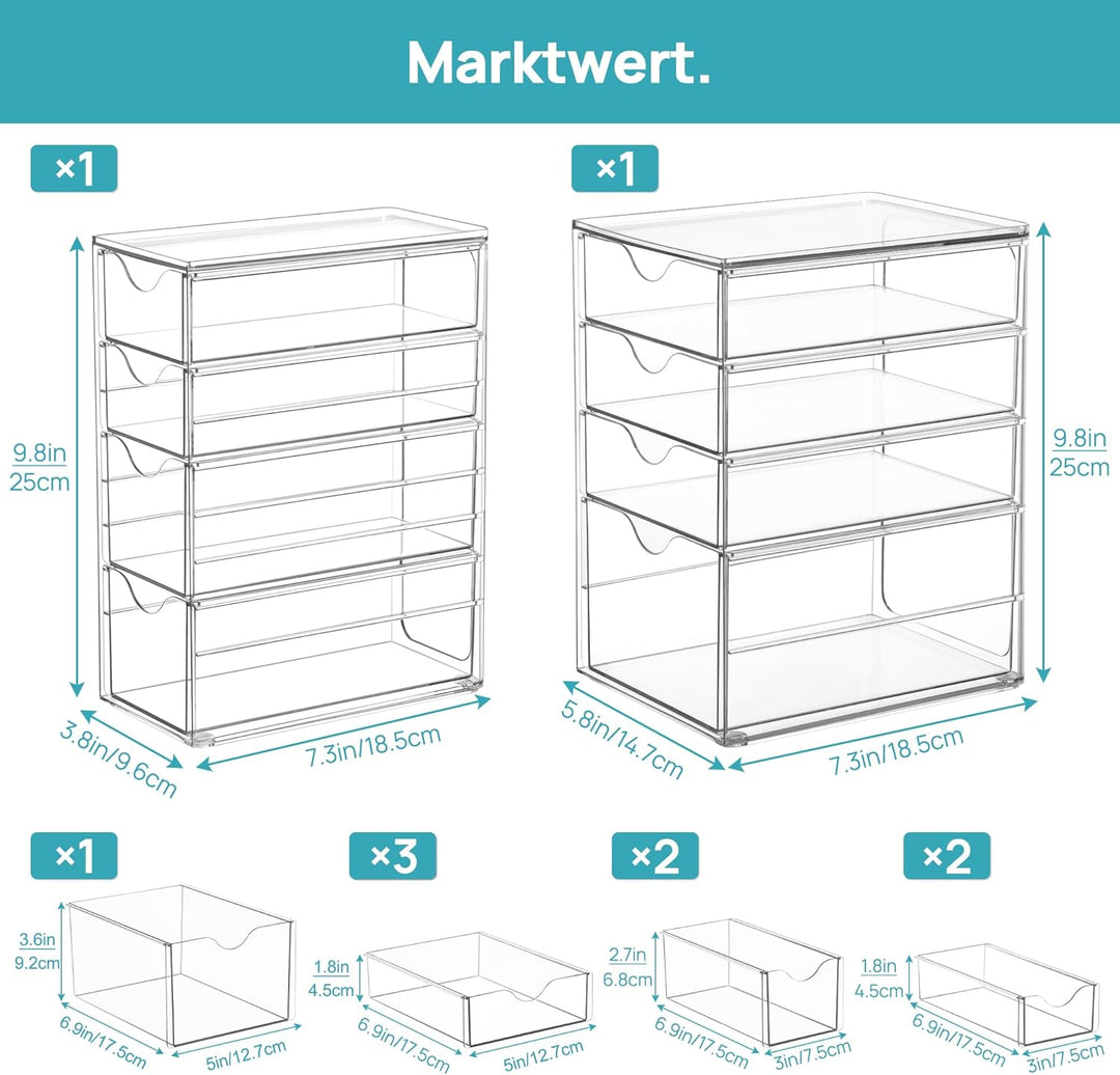 Vtopmart Schreibtisch Organizer mit 8 Schubladen, Büro Organizer, Transparente Desk Organizer für Bü